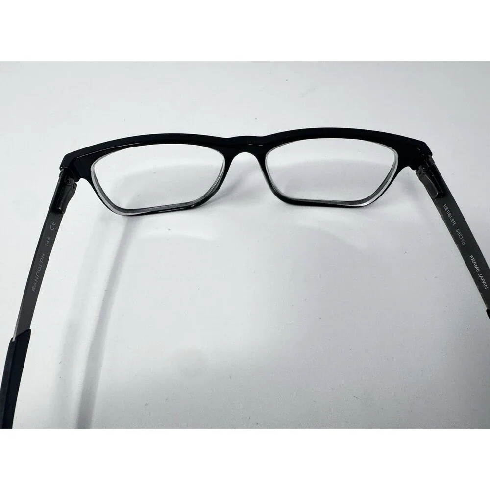 Randolph Keesler Eyeglass Frames Black Rectangle Japan 58-15-145 (B)